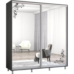 Dulap-cupe Mobildor Aron 2 usi oglinda cu aplicatii 210x210x60 (Anthracite) Thumb