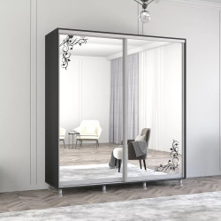 Dulap-cupe Mobildor Aron 2 usi oglinda cu aplicatii 220x200x60 (Anthracite)