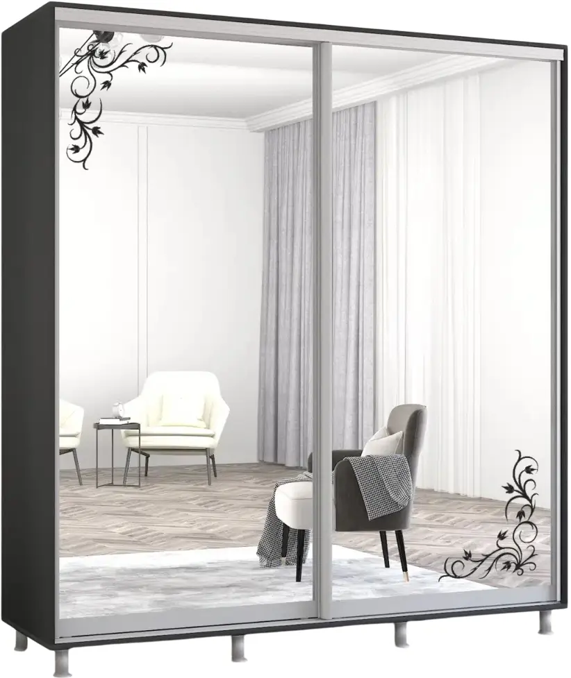 Dulap-cupe Mobildor Aron 2 usi oglinda cu aplicatii 230x220x60 (Anthracite) - 2