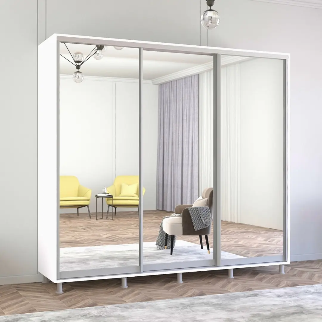 Шкаф-купе Mobildor Aron 3 зеркальные двери 240x200x60 (White)