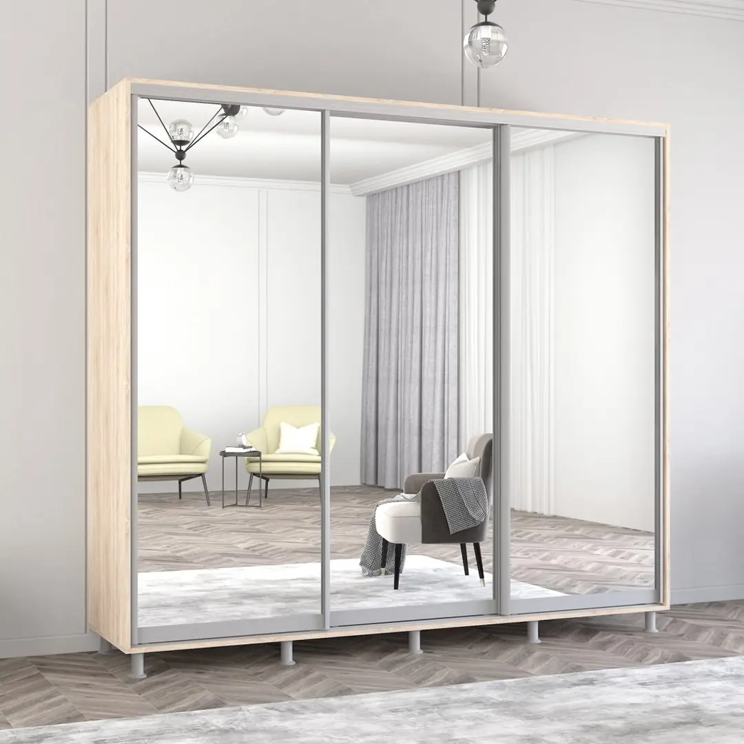 Dulap-cupe Mobildor Aron 3 usi oglinda 240x210x60 (Sonoma Oak)