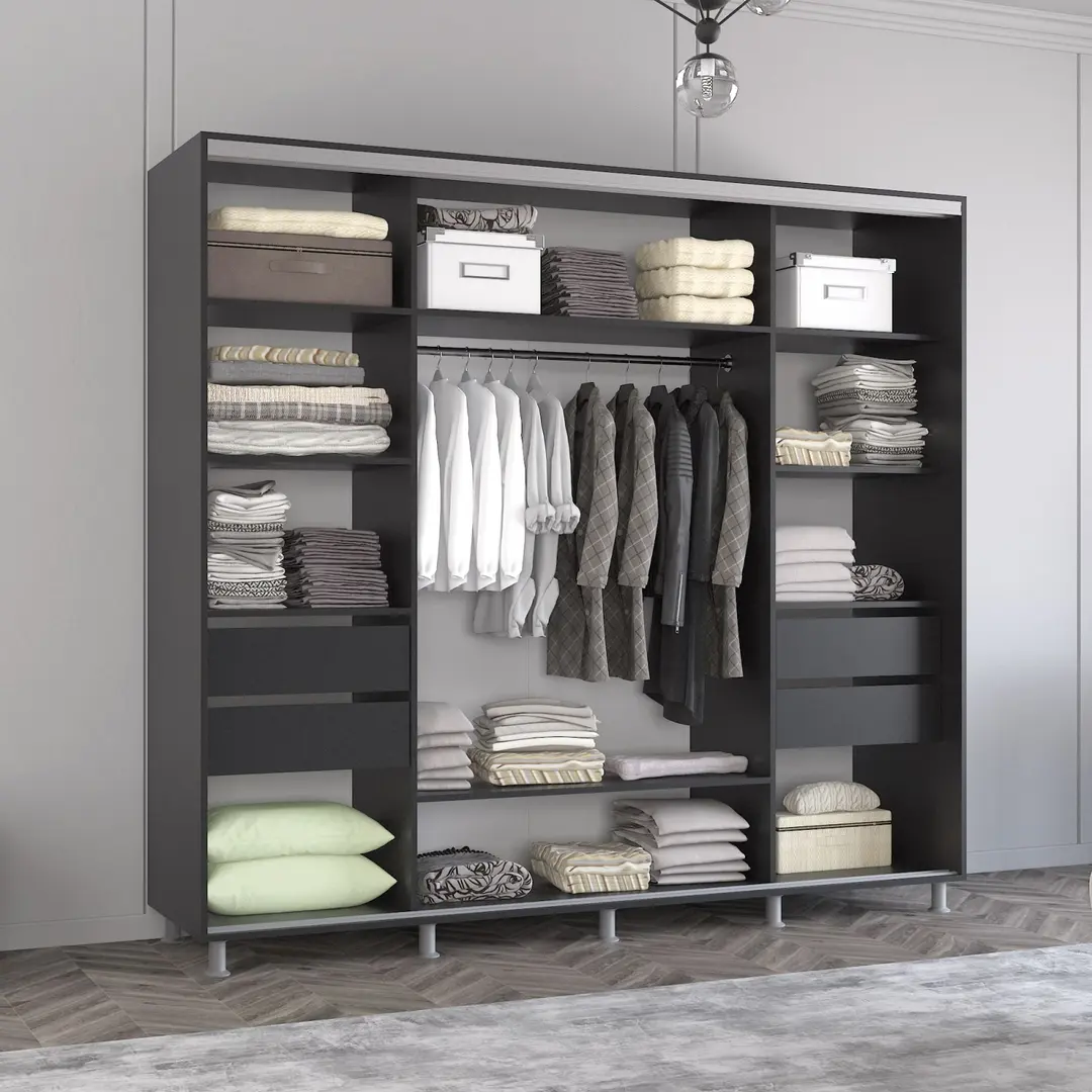 Dulap-cupe Mobildor Aron 3 usi oglinda 260x200x60 (Anthracite) - 3