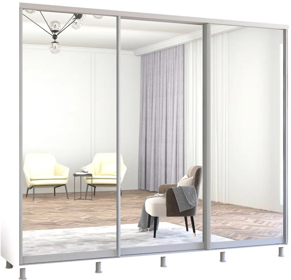 Dulap-cupe Mobildor Aron 3 usi oglinda 260x200x60 (White) - 2