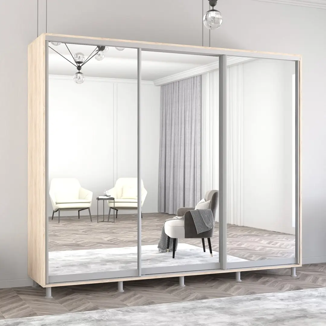 Dulap-cupe Mobildor Aron 3 usi oglinda 260x210x60 (Sonoma Oak)