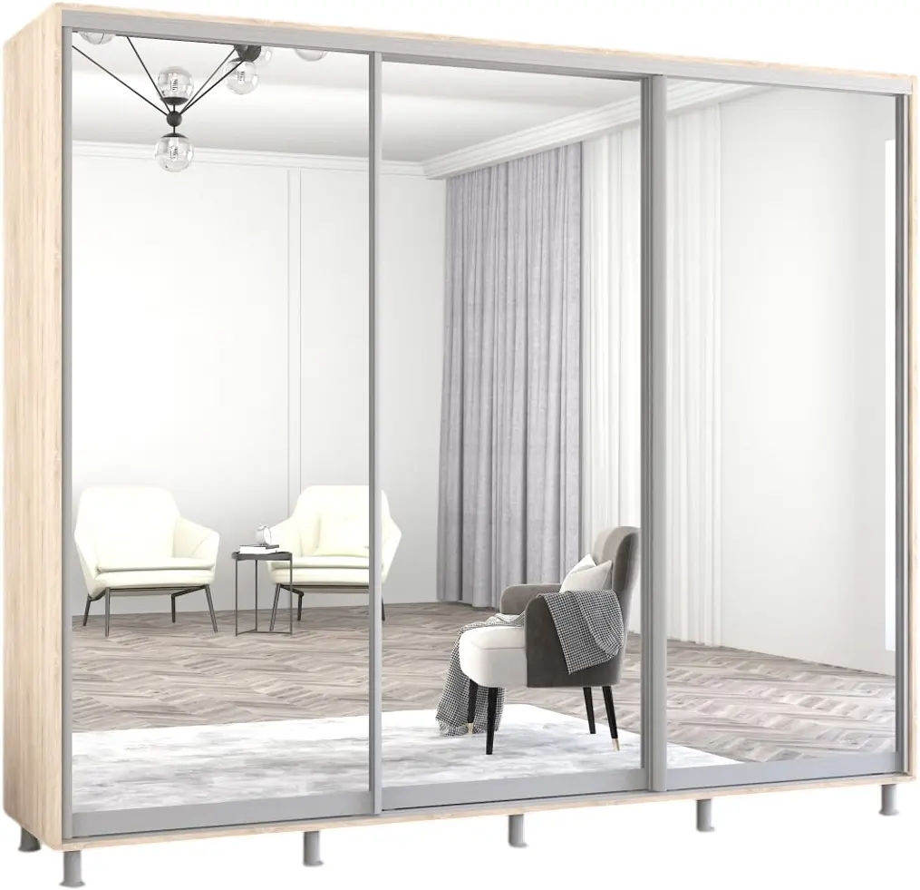 Dulap-cupe Mobildor Aron 3 usi oglinda 260x230x60 (Sonoma Oak) - 2