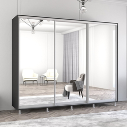 Dulap-cupe Mobildor Aron 3 usi oglinda 260x240x60 (Anthracite)