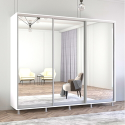 Шкаф-купе Mobildor Aron 3 зеркальные двери 260x240x60 (White)