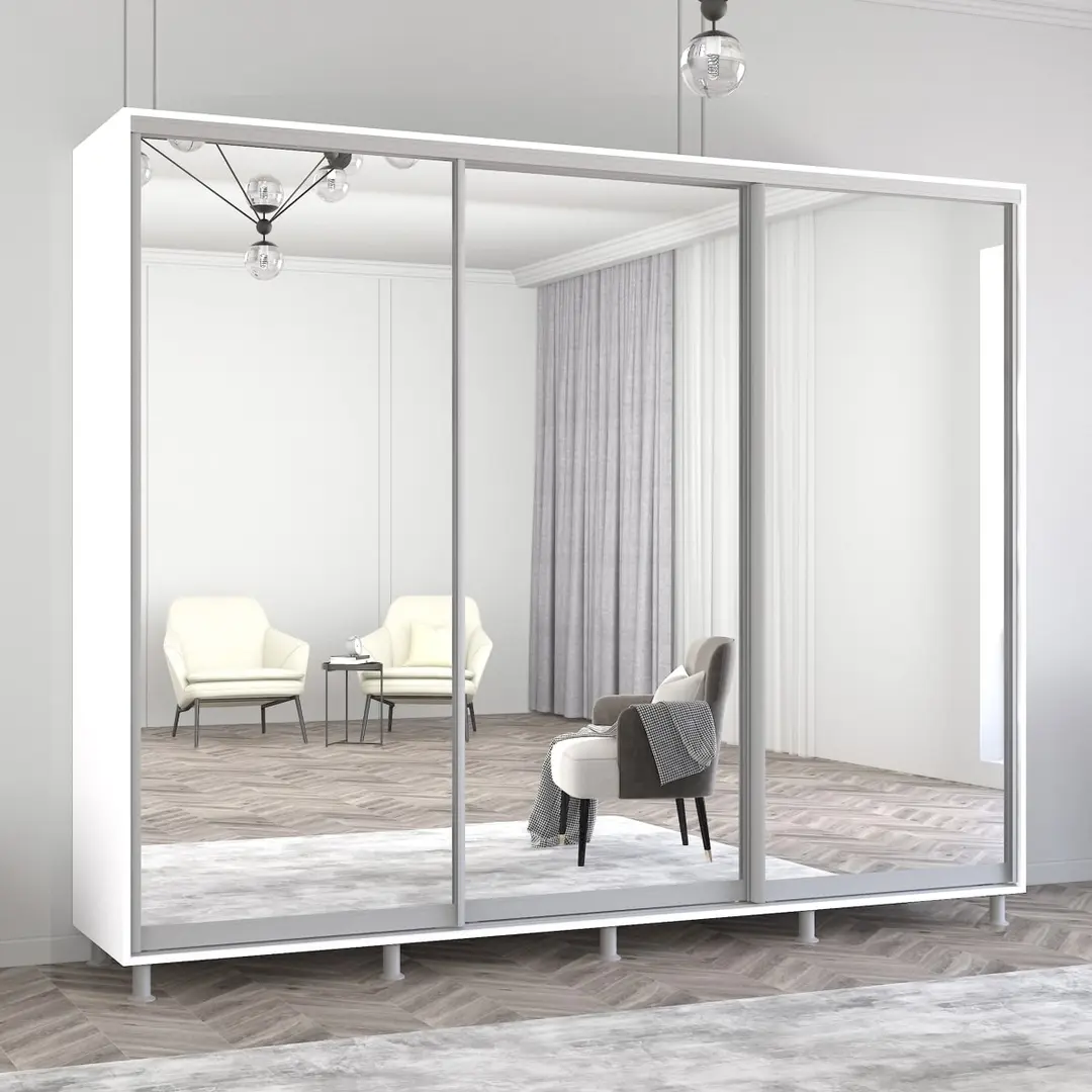 Шкаф-купе Mobildor Aron 3 зеркальные двери 270x200x60 (White)