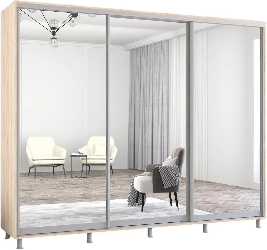 Dulap-cupe Mobildor Aron 3 usi oglinda 270x230x60 (Sonoma Oak) - 2