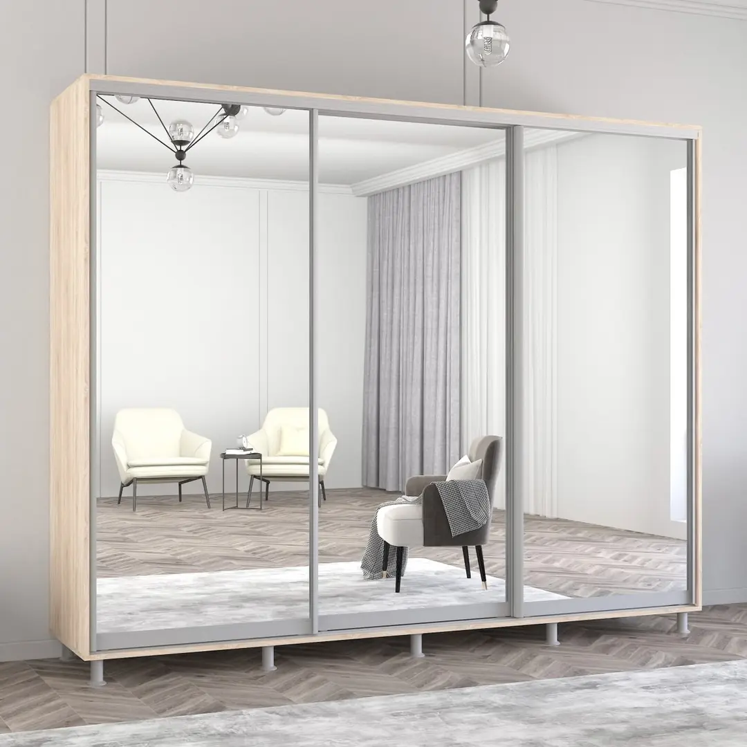 Dulap-cupe Mobildor Aron 3 usi oglinda 270x230x60 (Sonoma Oak)