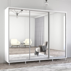 Шкаф-купе Mobildor Aron 3 зеркальные двери 270x230x60 (White)