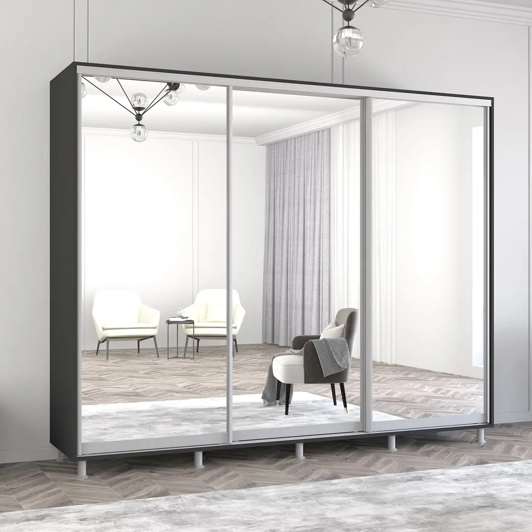 Dulap-cupe Mobildor Aron 3 usi oglinda 270x240x60 (Anthracite)