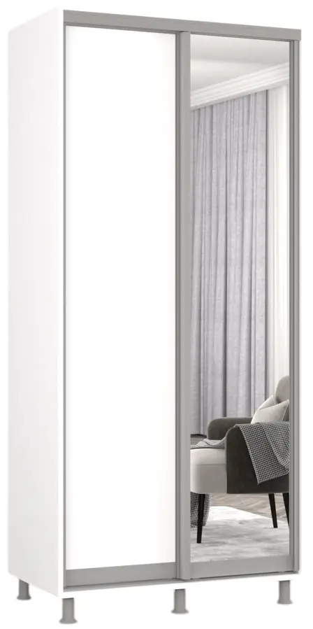 Шкаф-купе Mobildor Aron-P 1 зеркало/1 ДСП 110x230x60 (White) - 3