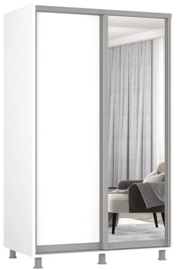 Шкаф-купе Mobildor Aron-P 1 зеркало/1 ДСП 140x200x60 (White) - 3