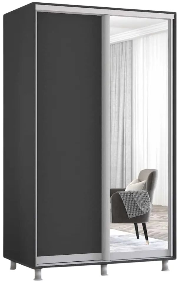 Шкаф-купе Mobildor Aron-P 1 зеркало/1 ДСП 160x220x60 (Anthracite) - 2
