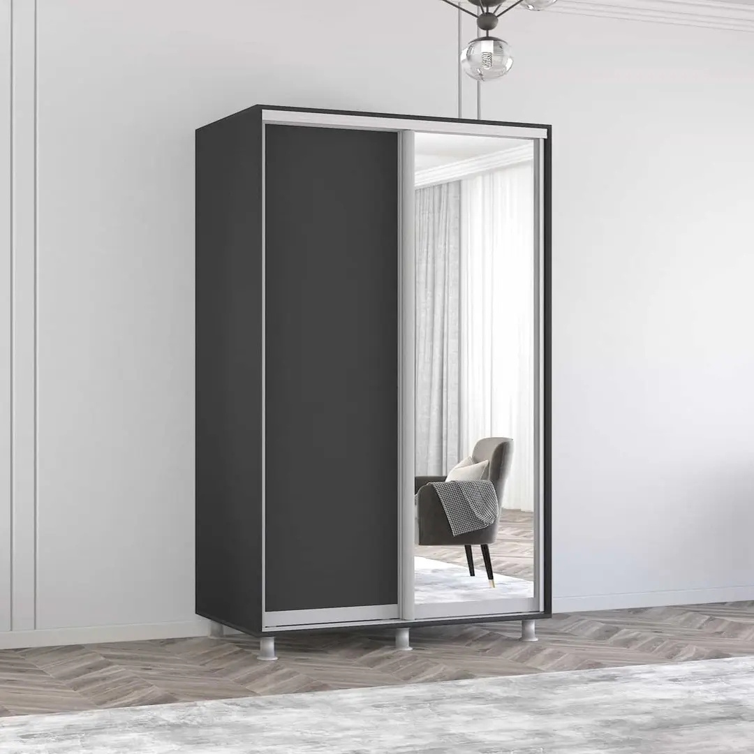 Шкаф-купе Mobildor Aron-P 1 зеркало/1 ДСП 170x220x60 (Anthracite)