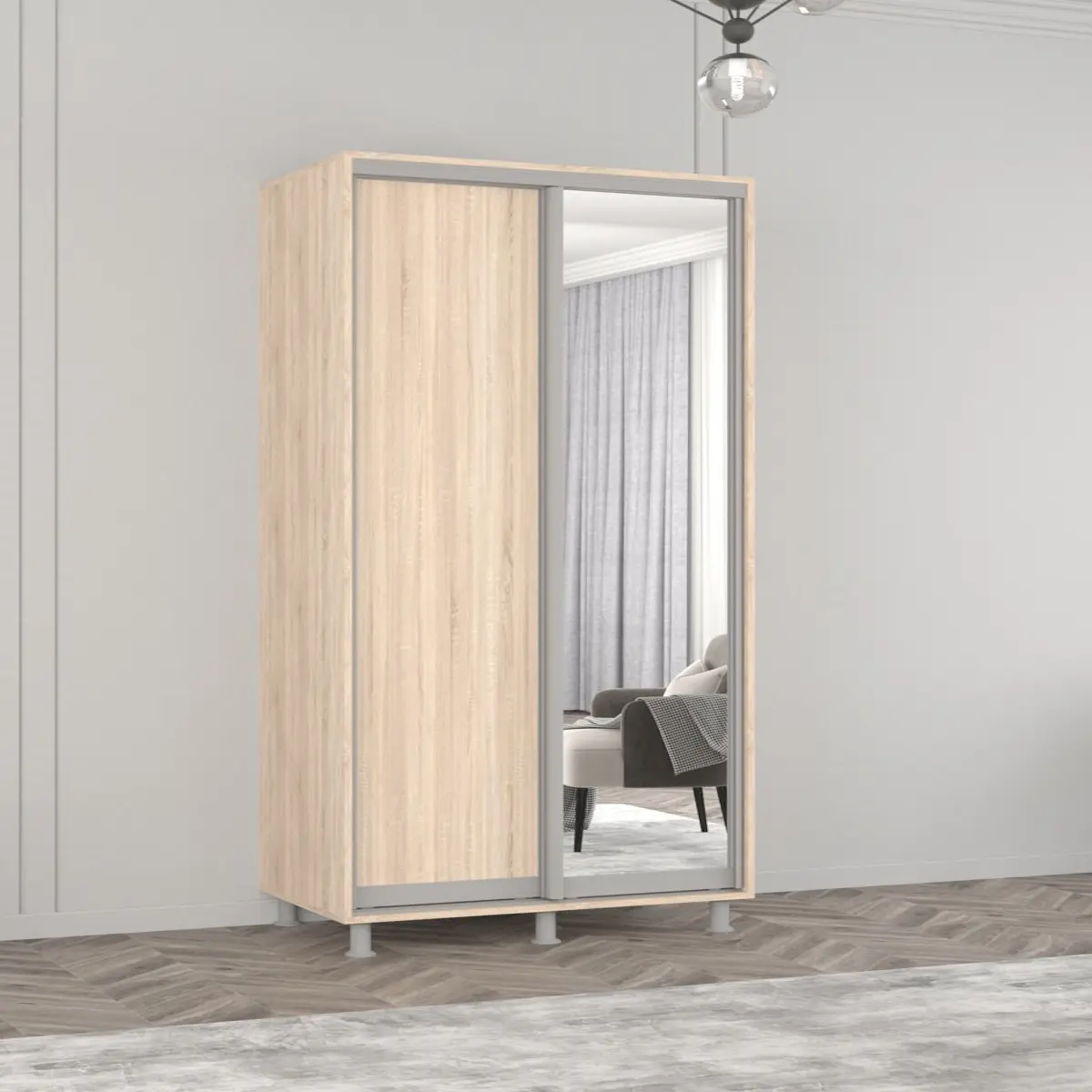 Dulap-cupe Mobildor Aron-P 1 oglinda/1 PAL 180x210x60 (Sonoma Oak)