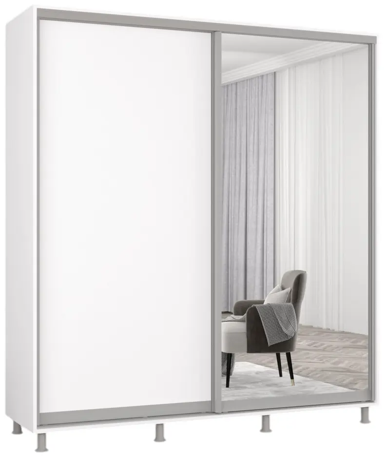 Шкаф-купе Mobildor Aron-P 1 зеркало/1 ДСП 190x230x60 (White) - 2