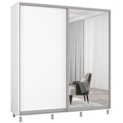 Шкаф-купе Mobildor Aron-P 1 зеркало/1 ДСП 200x220x60 (White) Thumb