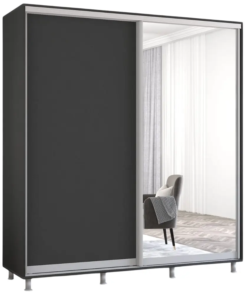 Шкаф-купе Mobildor Aron-P 1 зеркало/1 ДСП 200x240x60 (Anthracite) - 2