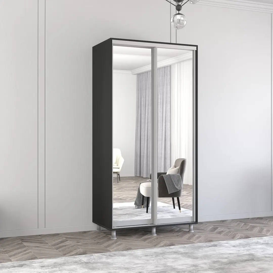 Dulap-cupe Mobildor Aron-P 2 usi oglinda 100x210x60 (Anthracite)