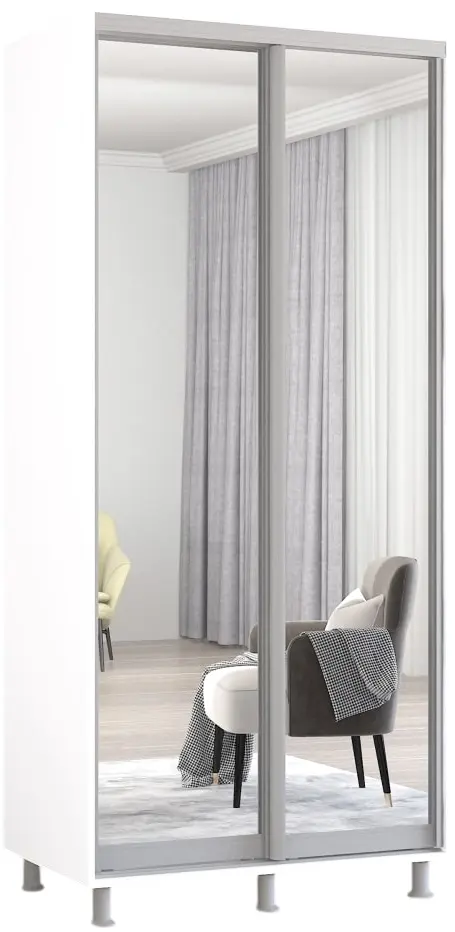 Шкаф-купе Mobildor Aron-P 2 зеркальные двери 100x230x60 (White) - 2