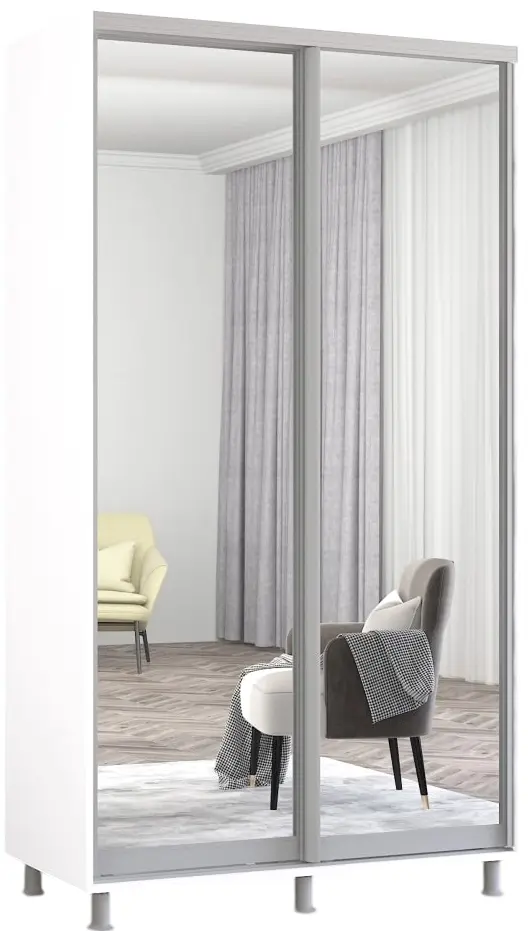Шкаф-купе Mobildor Aron-P 2 зеркальные двери 110x220x60 (White) - 2