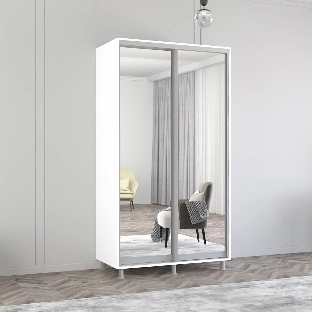 Шкаф-купе Mobildor Aron-P 2 зеркальные двери 110x220x60 (White)