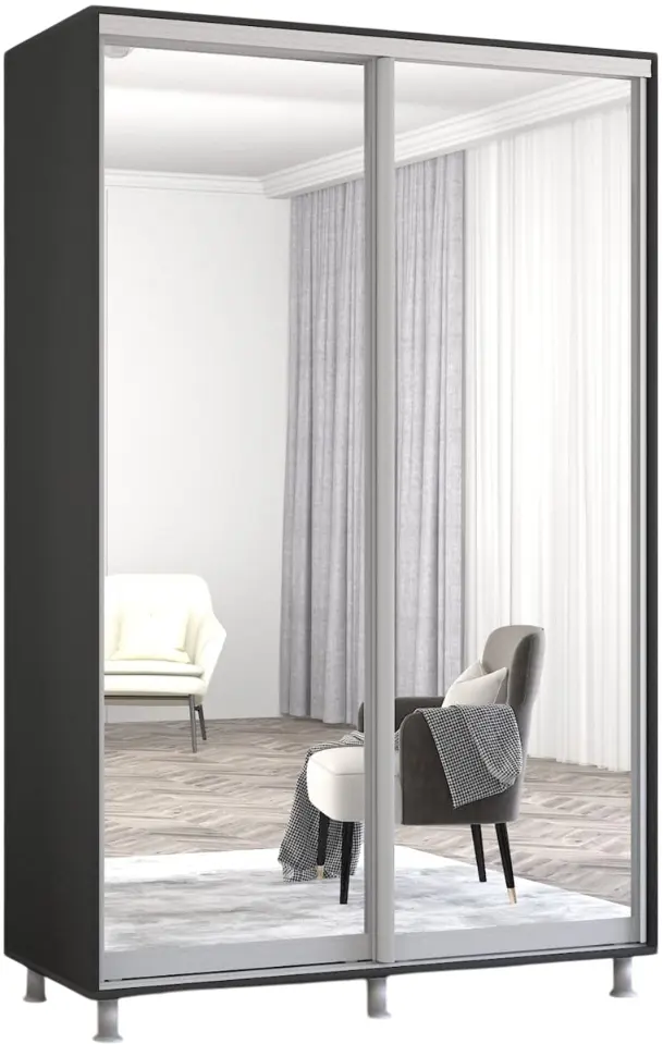 Шкаф-купе Mobildor Aron-P 2 зеркальные двери 130x210x60 (Anthracite) - 2