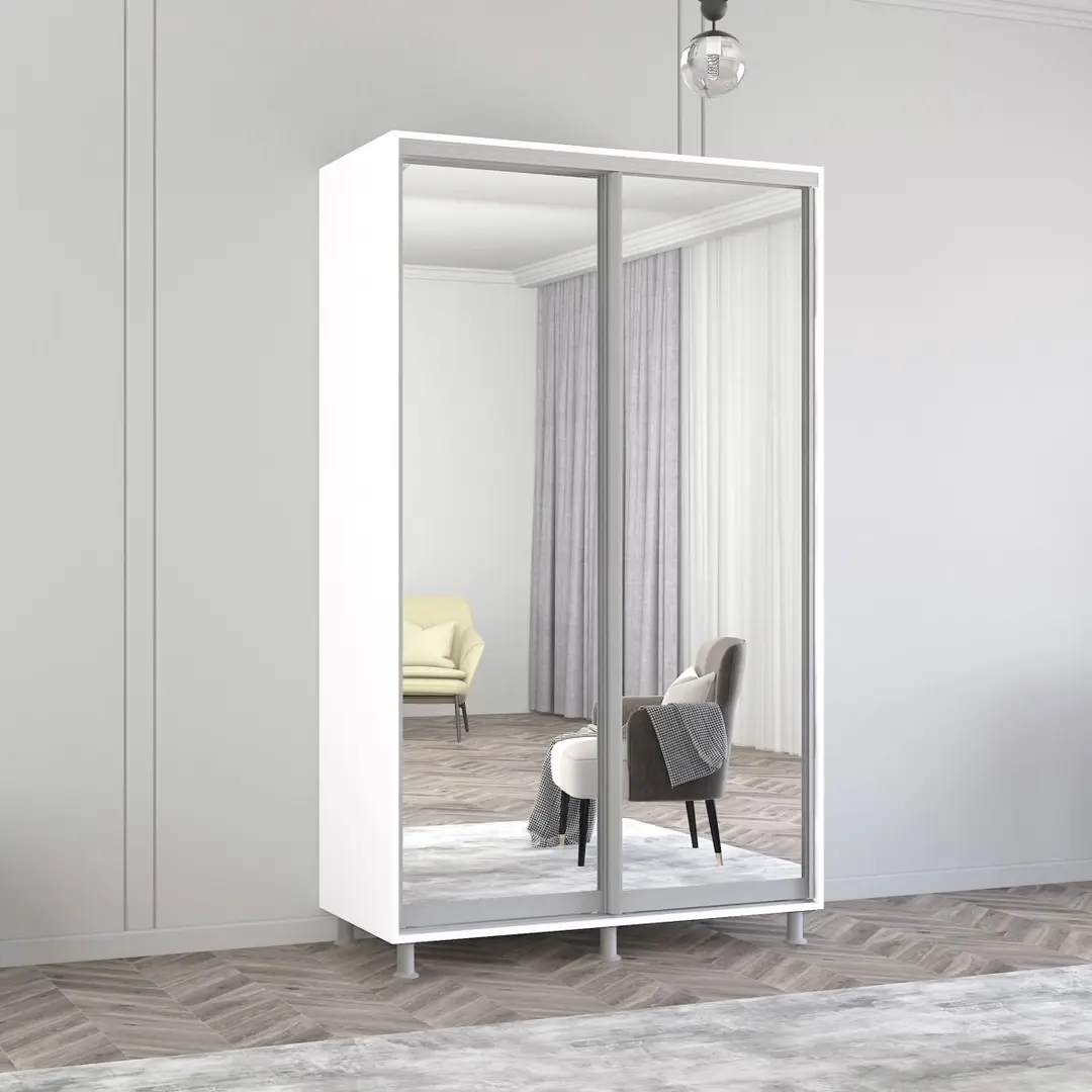 Шкаф-купе Mobildor Aron-P 2 зеркальные двери 130x230x60 (White)
