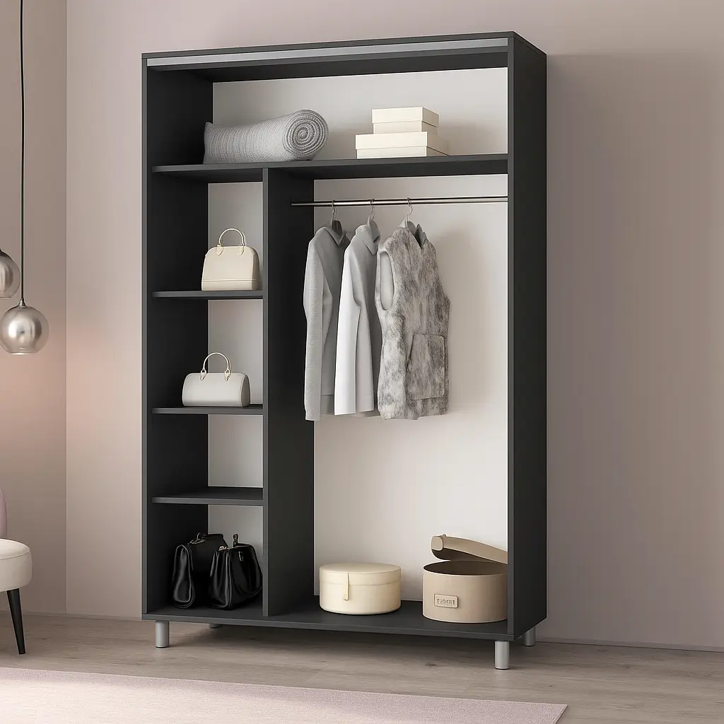 Шкаф-купе Mobildor Aron-P 2 зеркальные двери 150x230x60 (Anthracite) - 3