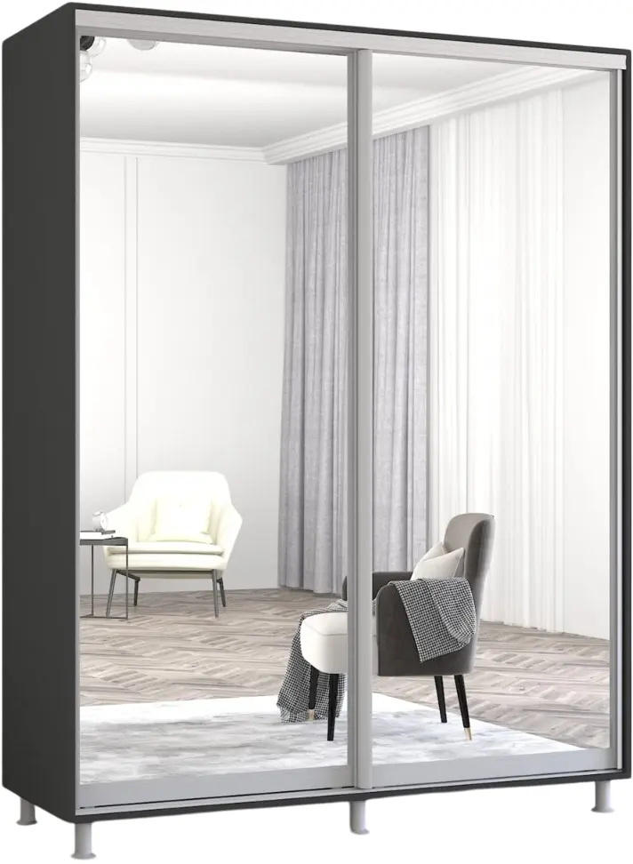 Dulap-cupe Mobildor Aron-P 2 usi oglinda 160x240x60 (Anthracite) - 2