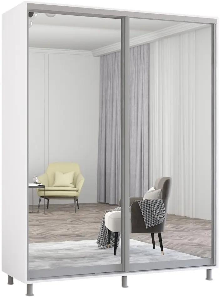 Шкаф-купе Mobildor Aron-P 2 зеркальные двери 170x230x60 (White) - 2