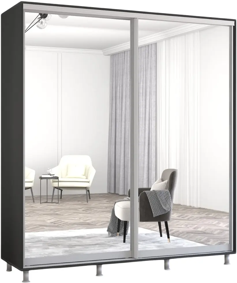 Dulap-cupe Mobildor Aron-P 2 usi oglinda 180x220x60 (Anthracite) - 2
