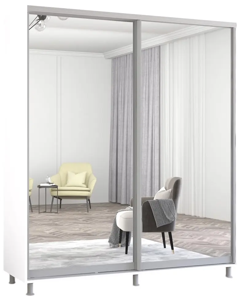 Шкаф-купе Mobildor Aron-P 2 зеркальные двери 200x220x60 (White) - 3