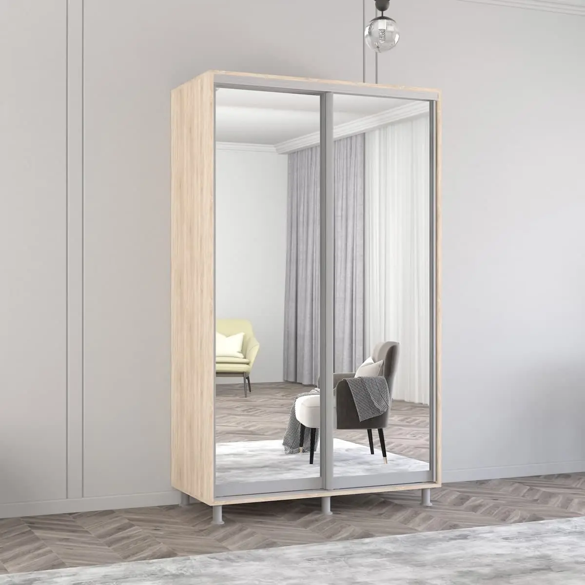 Dulap-cupe Mobildor Aron-P 2 usi oglinda 150x200x60 (Sonoma Oak)