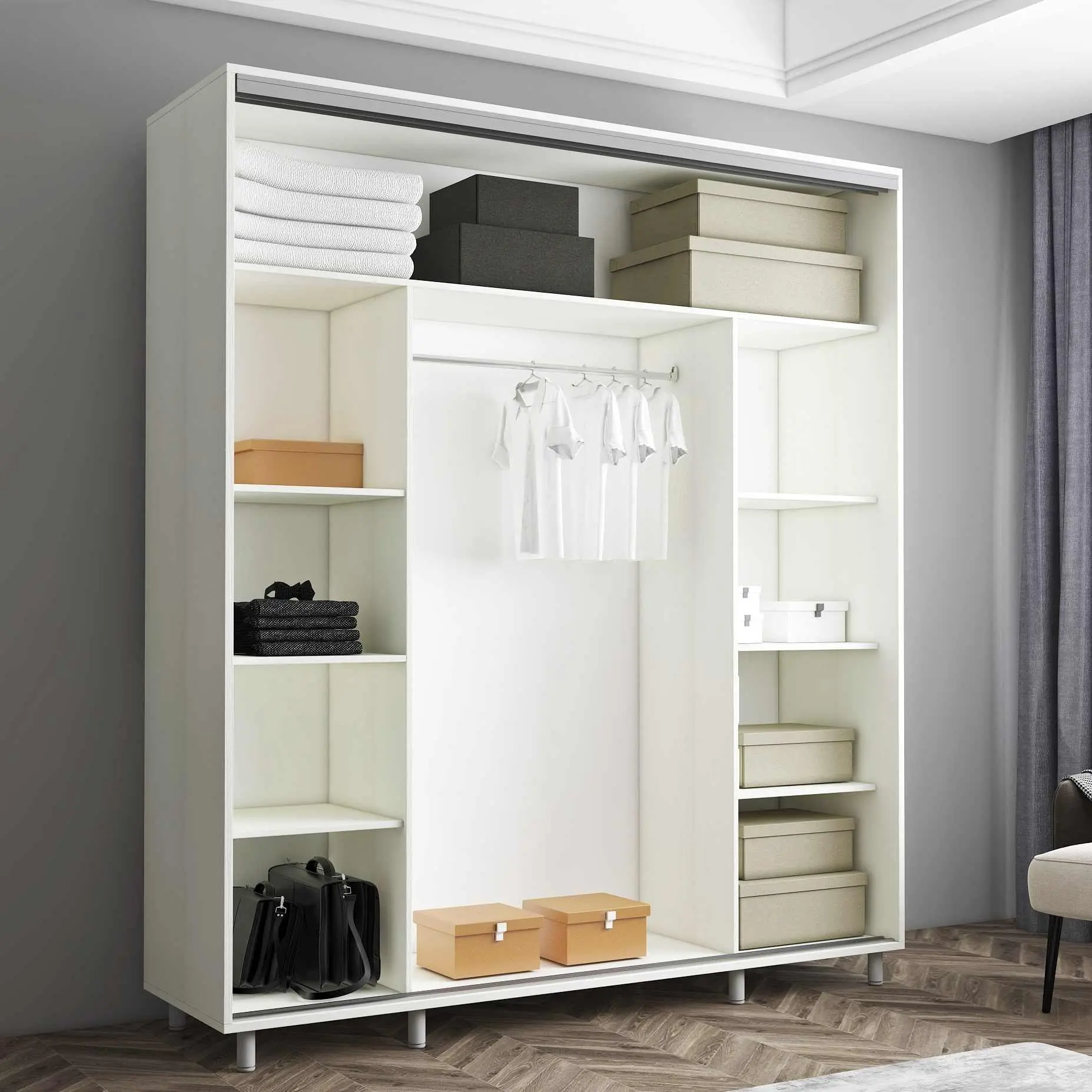 Шкаф-купе Mobildor Aron-P K горизонтальный 200x220x60 (Anthracite) - 2