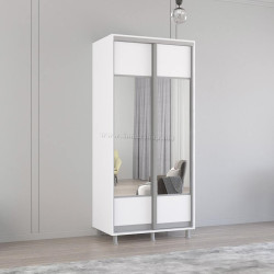 Шкаф-купе Mobildor Aron-P K1 горизонтальный/с зеркалом 100x210x60 (White)