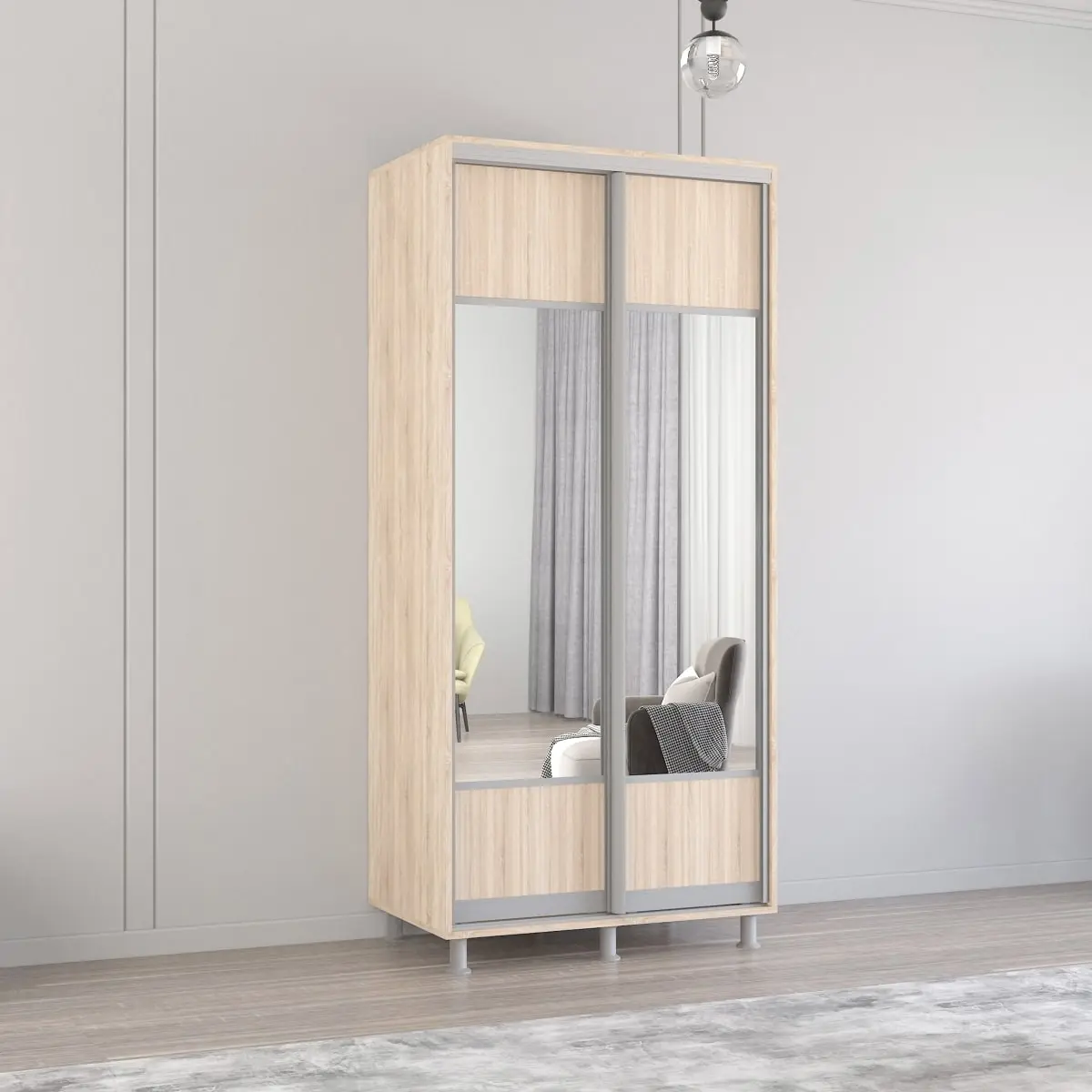 Dulap-cupe Mobildor Aron-P K1 orizontal/cu oglinda 100x240x60 (Sonoma Oak)