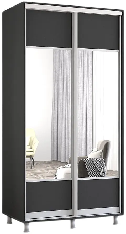 Шкаф-купе Mobildor Aron-P K1 горизонтальный/с зеркалом 120x230x60 (Anthracite) - 3