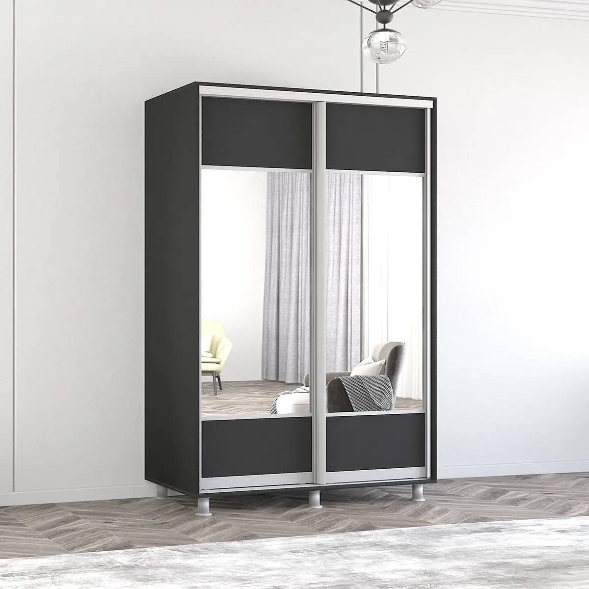 Dulap-cupe Mobildor Aron-P K1 orizontal/cu oglinda 140x240x60 (Anthracite)