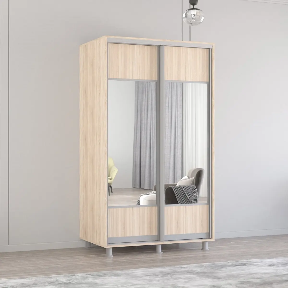 Dulap-cupe Mobildor Aron-P K1 orizontal/cu oglinda 150x210x60 (Sonoma Oak)