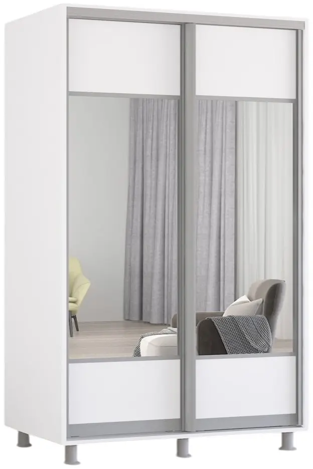 Шкаф-купе Mobildor Aron-P K1 горизонтальный/с зеркалом 170x220x60 (White) - 3