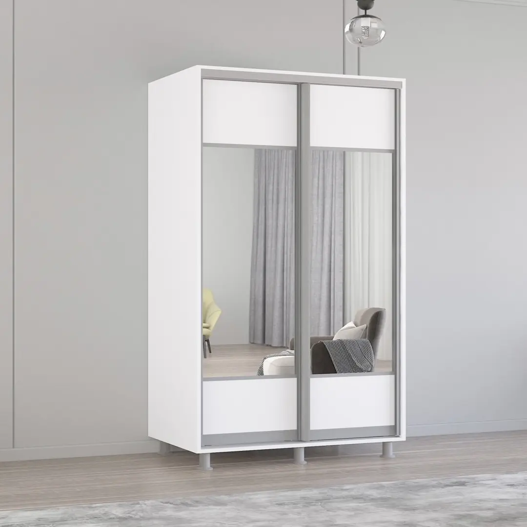 Шкаф-купе Mobildor Aron-P K1 горизонтальный/с зеркалом 180x220x60 (White)