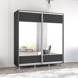 Шкаф-купе Mobildor Aron-P K1 горизонтальный/с зеркалом 190x220x60 (Anthracite)