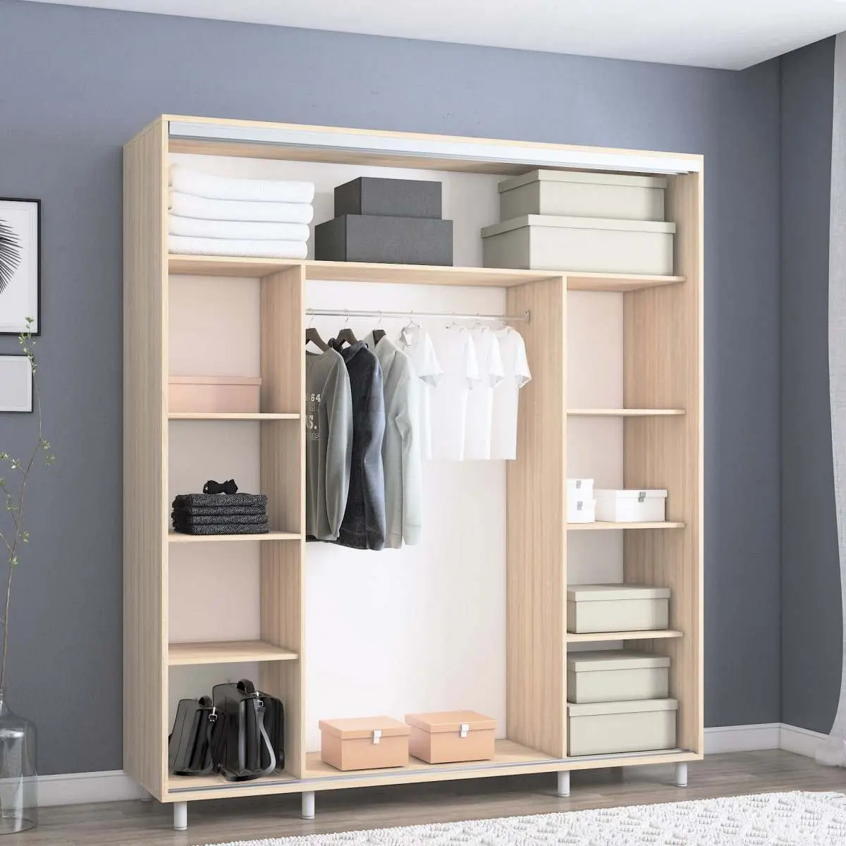 Dulap-cupe Mobildor Aron-P K1 orizontal/cu oglinda 200x210x60 (Sonoma Oak) - 2