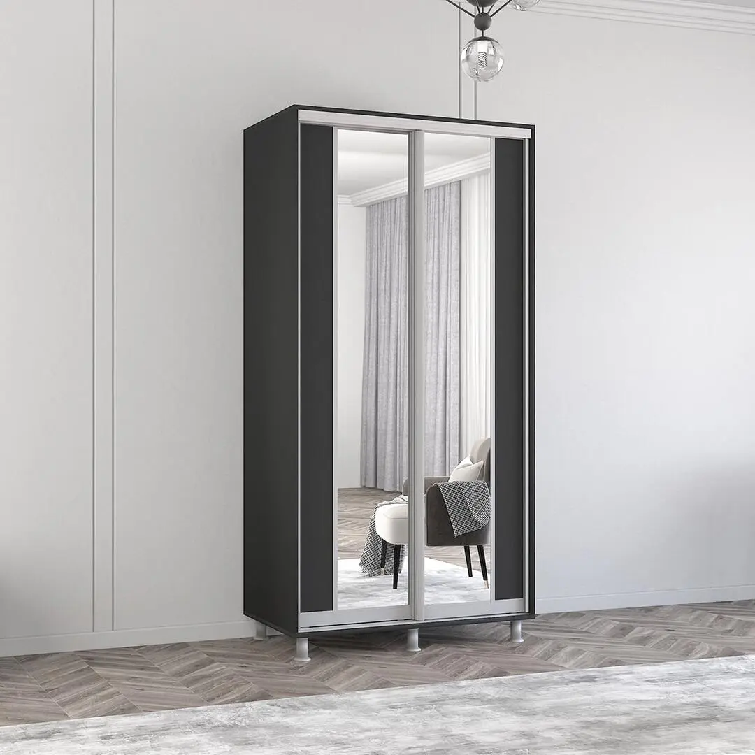 Dulap-cupe Mobildor Aron-P K2 vertical/cu oglinda 130x200x60 (Anthracite)