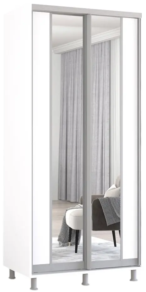 Шкаф-купе Mobildor Aron-P K2 вертикальный/с зеркалом 130x240x60 (White) - 3
