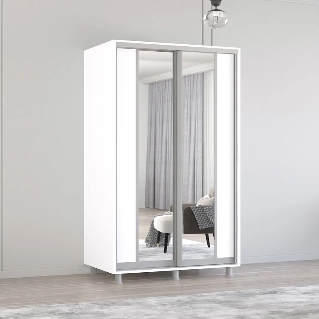 Шкаф-купе Mobildor Aron-P K2 вертикальный/с зеркалом 150x240x60 (White)