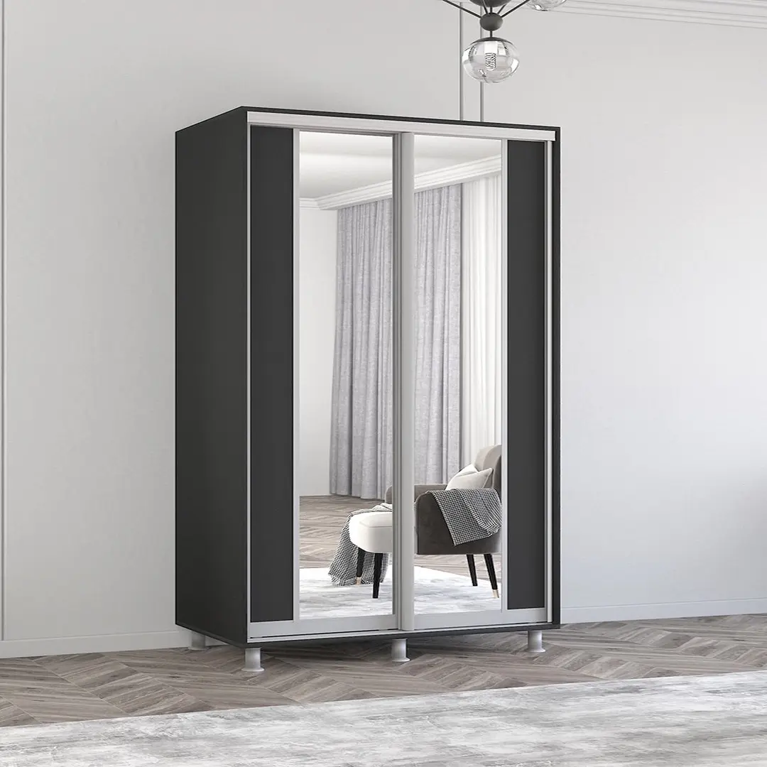Dulap-cupe Mobildor Aron-P K2 vertical/cu oglinda 160x210x60 (Anthracite)